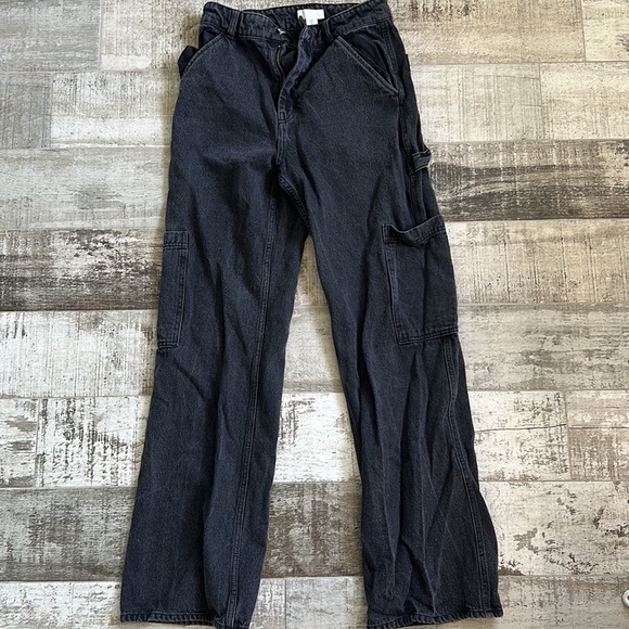 H&M black utility/cargo denim pant size 6 - Picture 2 of 4